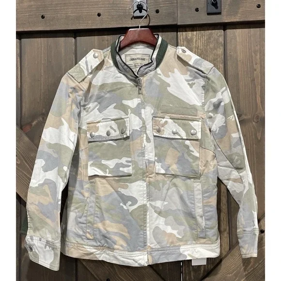 NWT Zadig & Voltaire Women's Kavy Camou Jacket camouflage Military Jacket Size L - Picture 8 of 16